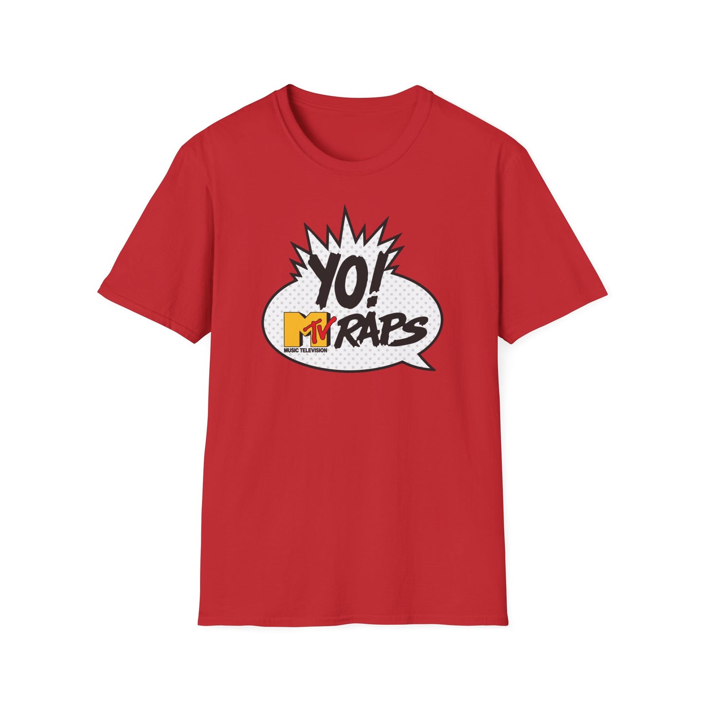 Red t-shirt with Yo! MTV Raps logo and "Music Television" text.
