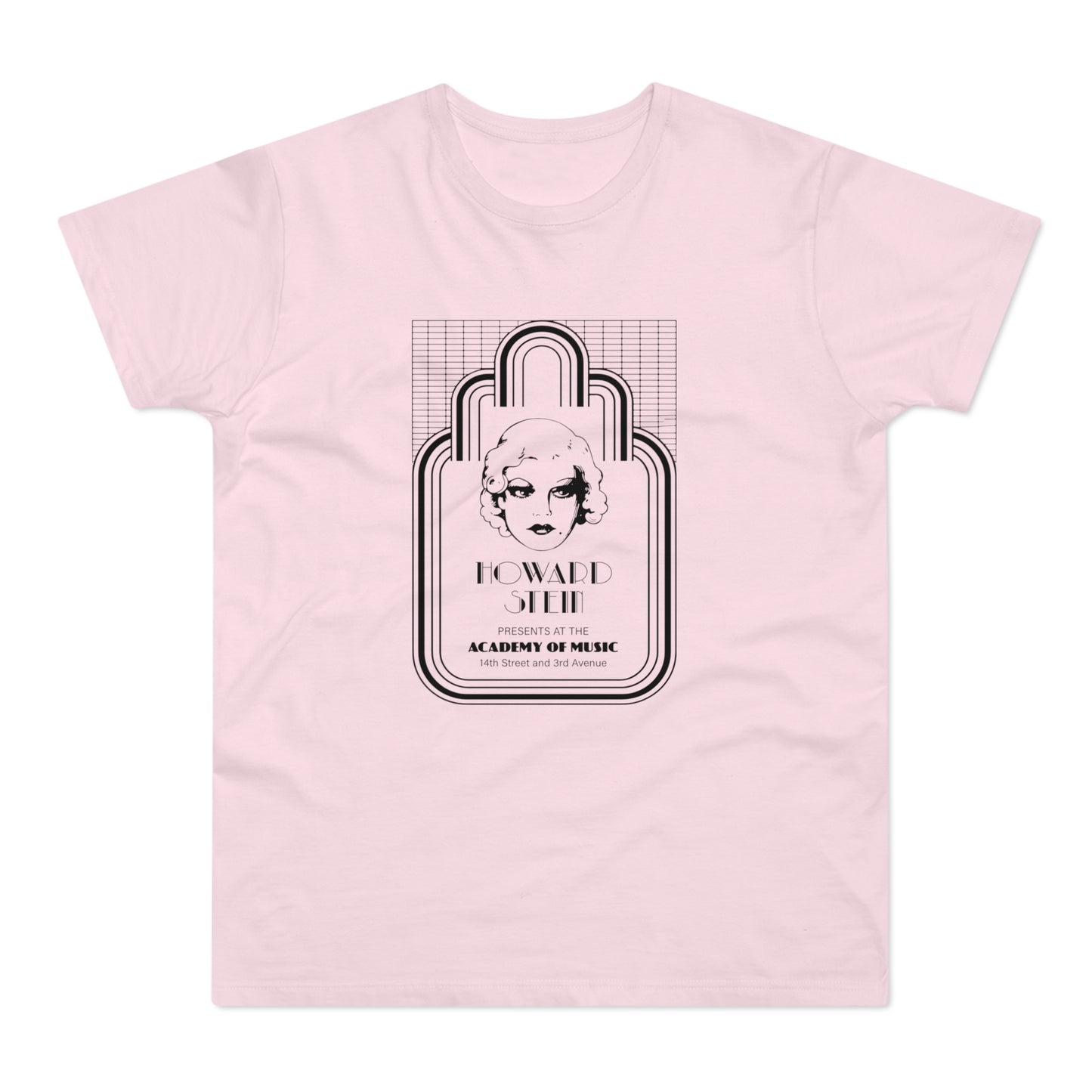 Howard Stein presents at Academy of Music on a pink t-shirt.