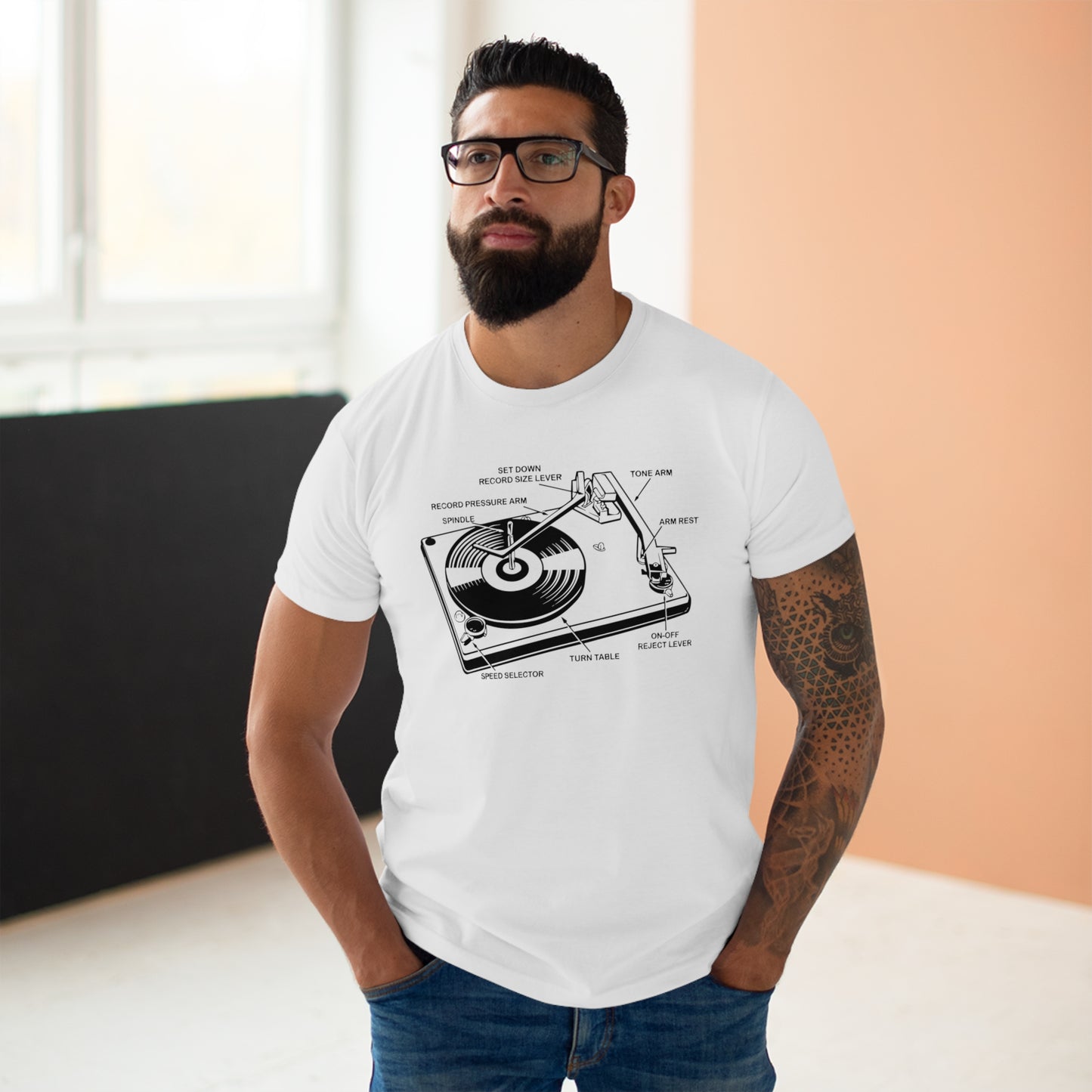 Vinyl Record Player Turntable T Shirt (Poids Standard)