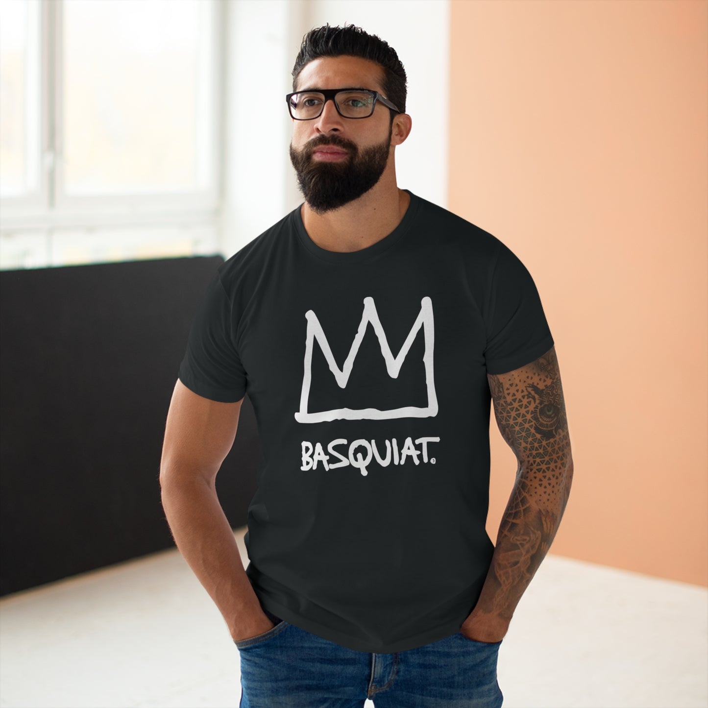 Jean Michel Basquiat Crown Logo T Shirt (Poids Standard)