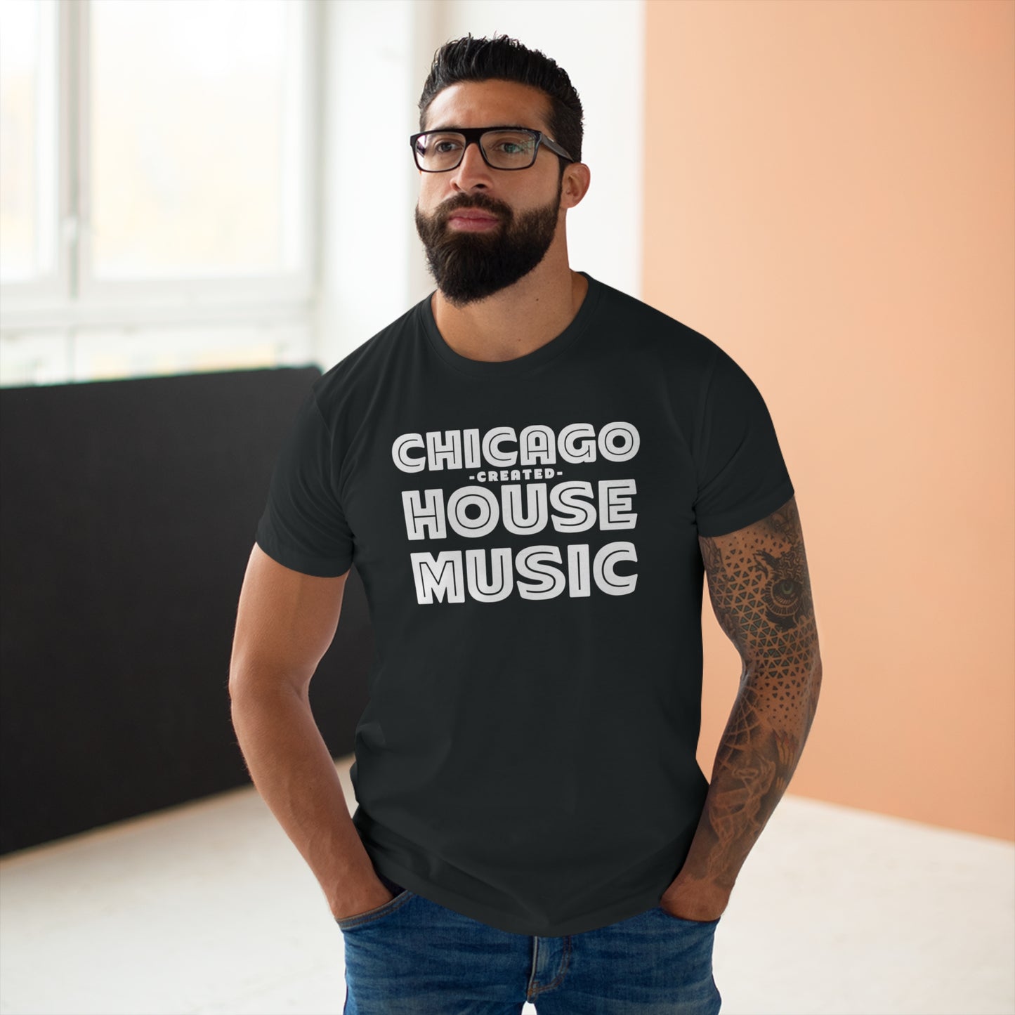 Chicago Created House Music T Shirt (Poids Standard)