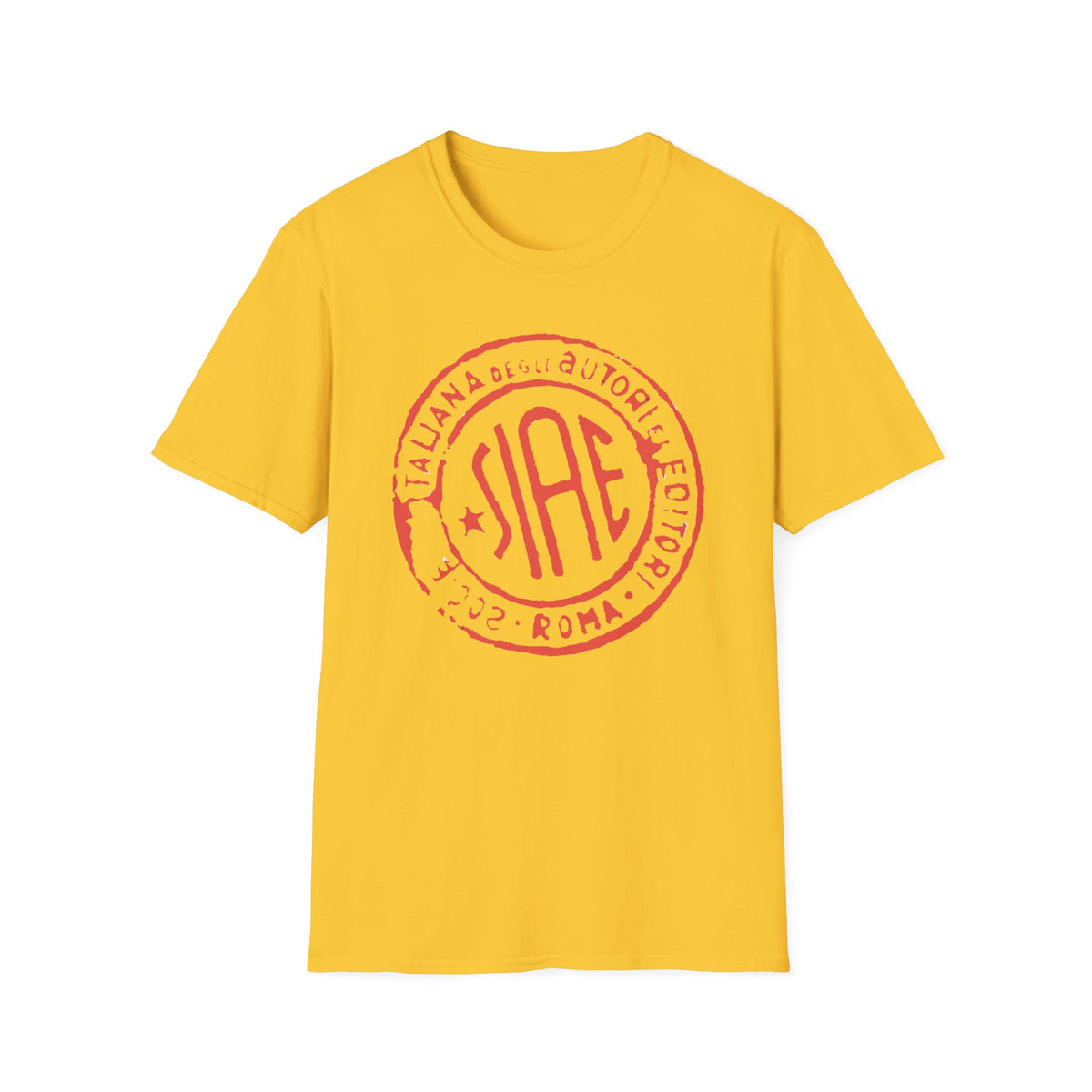 Yellow t-shirt with red SIAE logo and text.