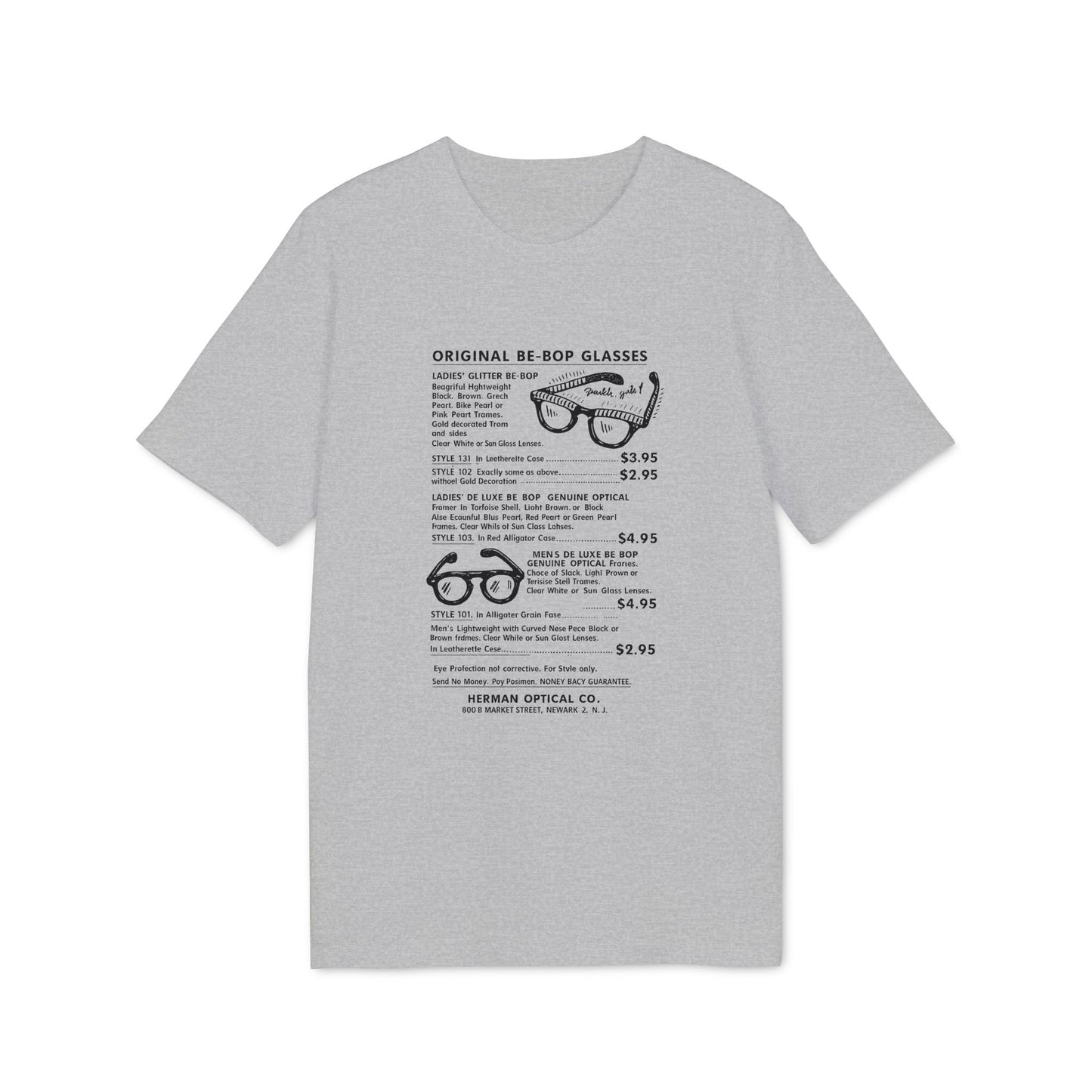 Original Be-Bop Glasses advertisement from Herman Optical Co. with style details.