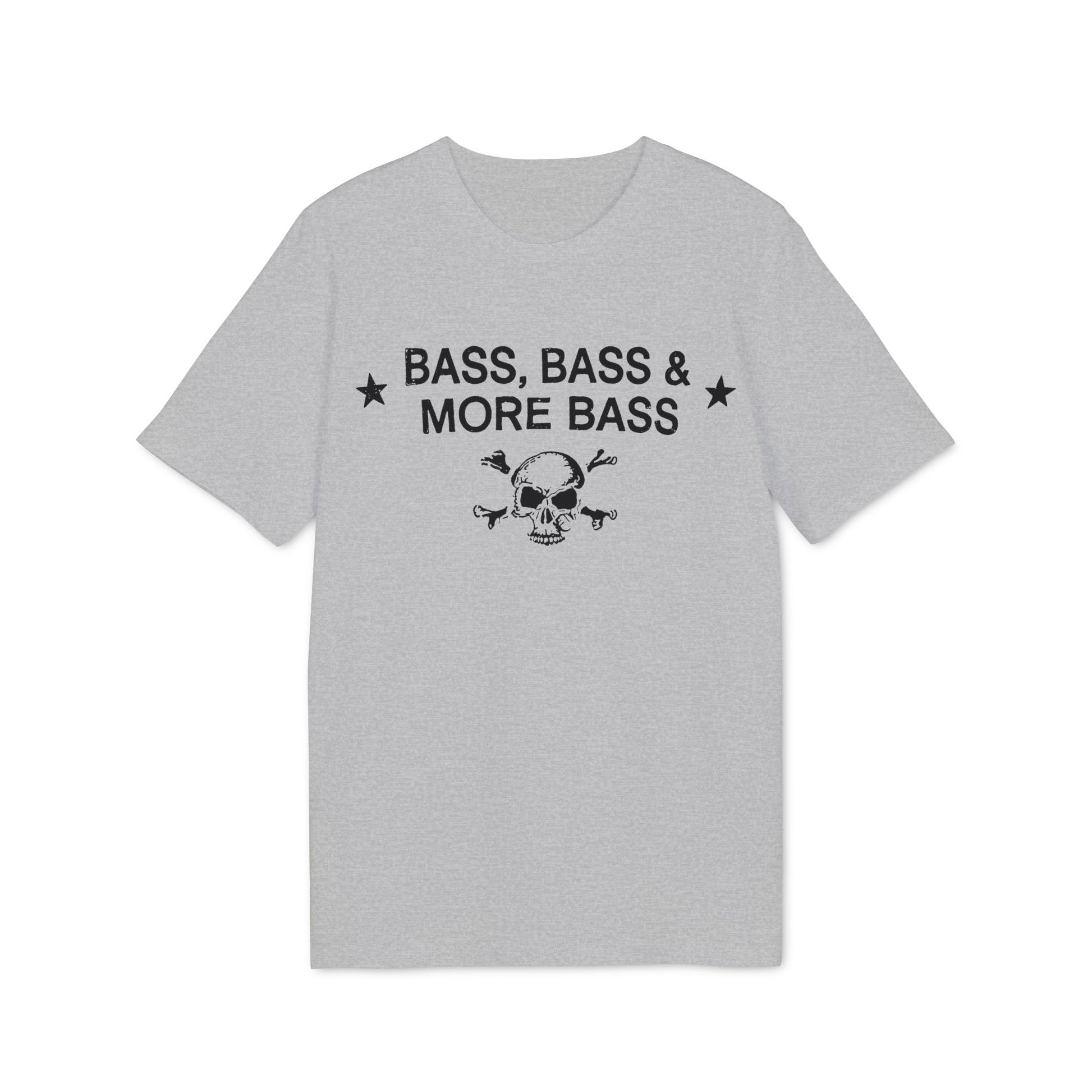 Light grey t-shirt with black graphic of skull, crossbones, and text.