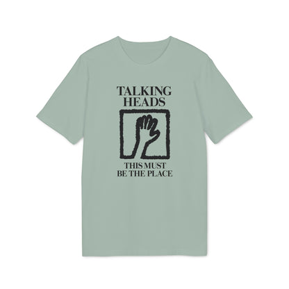 Talking Heads This Must Be The Place t-shirt black graphic with hand in square.