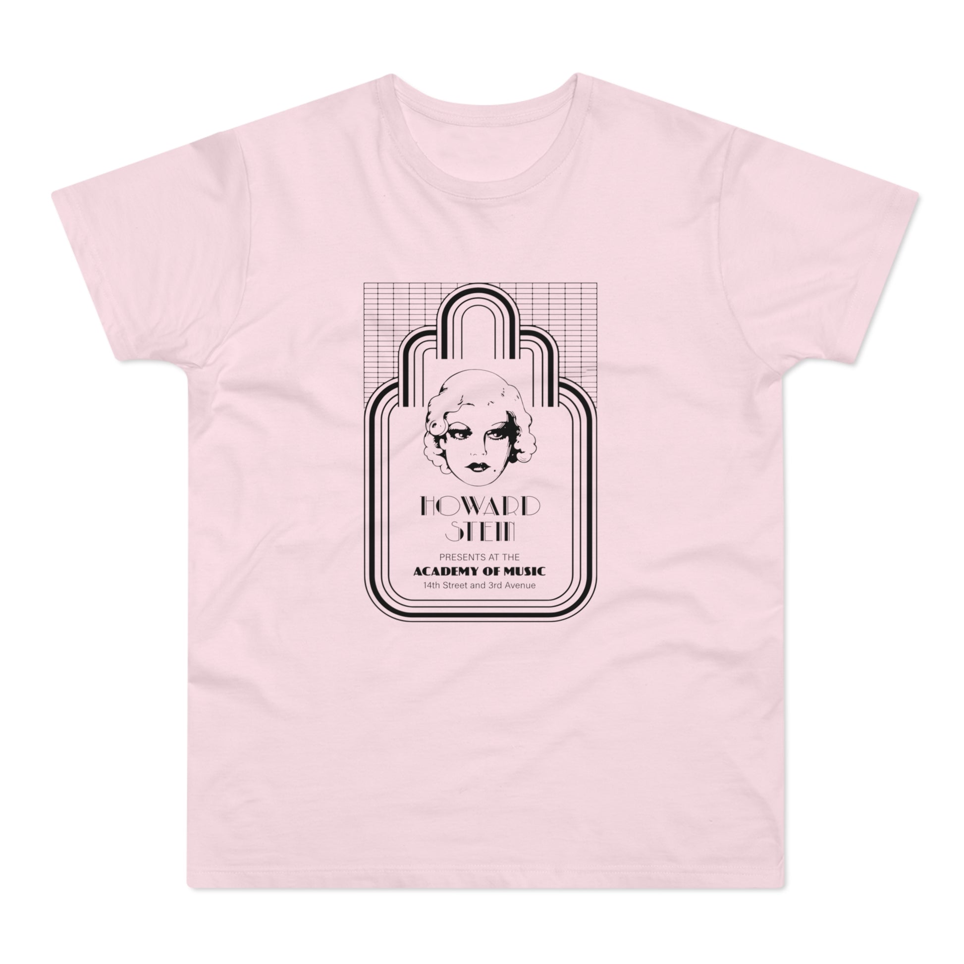 Howard Stein presents at Academy of Music on a pink t-shirt.