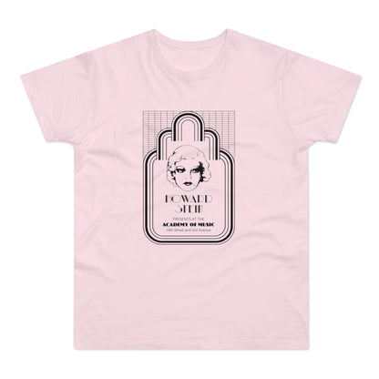 Howard Stein presents at Academy of Music on a pink t-shirt.