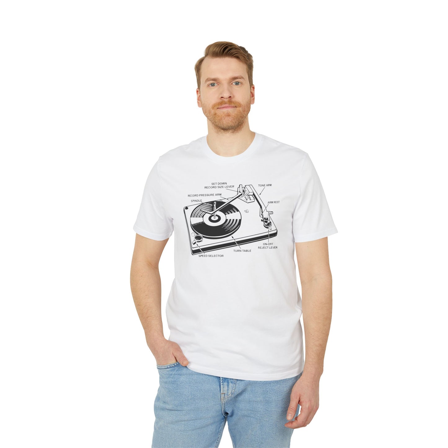 Vinyl Record Player Turntable T Shirt (Coton Bio Premium)