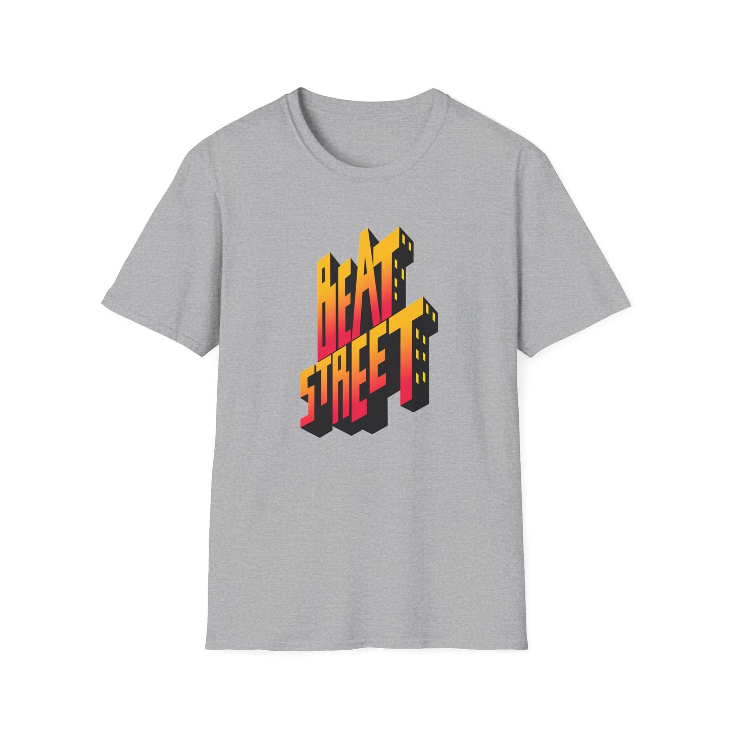Grey t-shirt with a 3D "BEAT STREET" logo in yellow and red.
