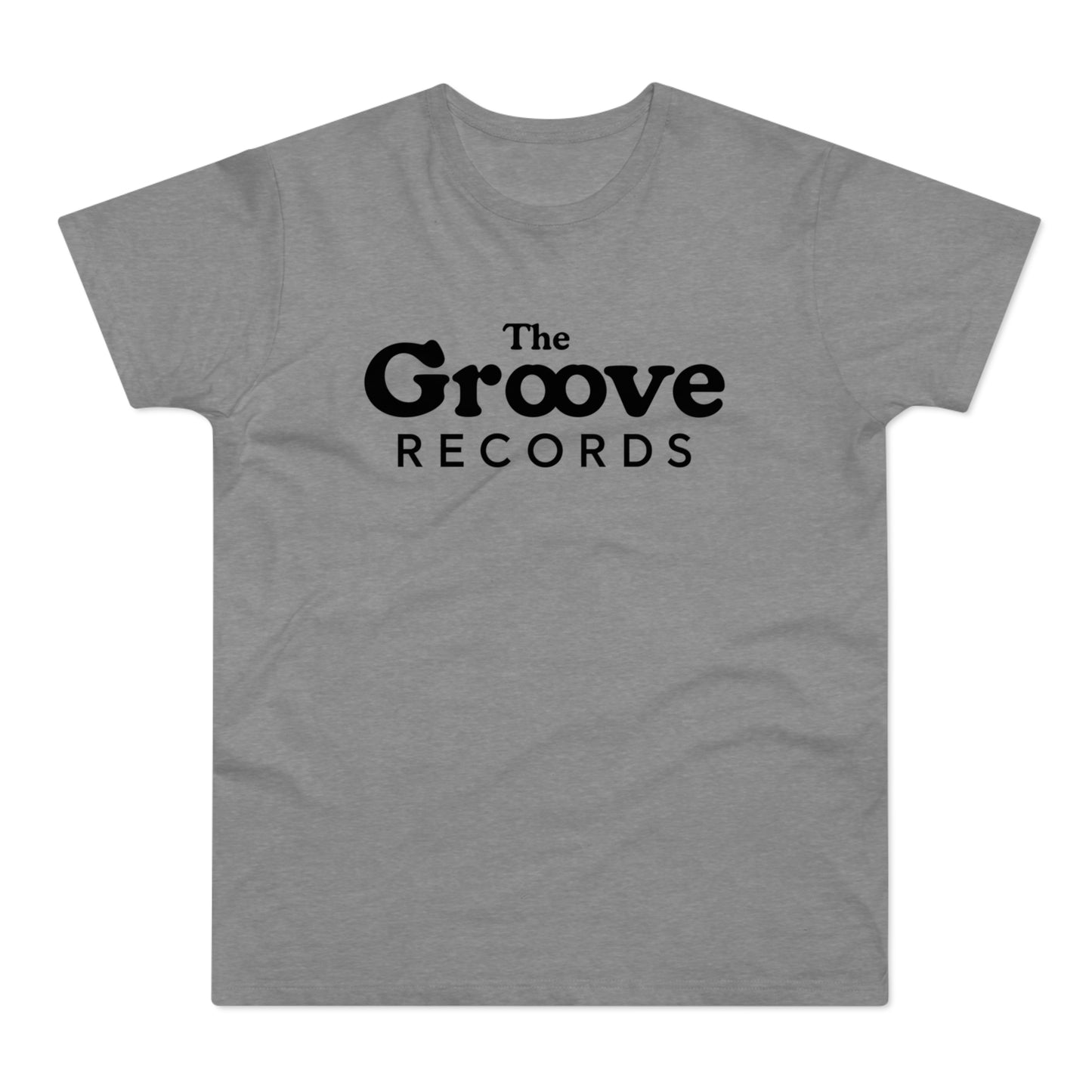 Gray t-shirt with "The Groove RECORDS" text in black lettering.