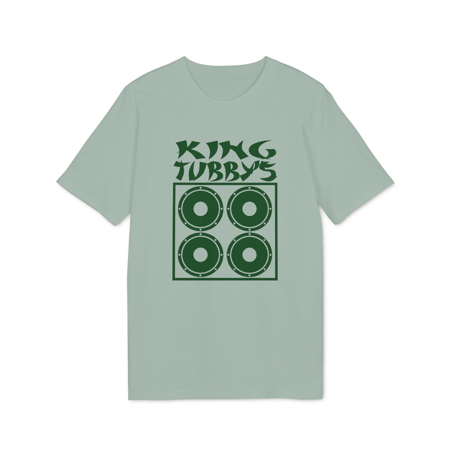 Light green t-shirt with green "KING TUBBY'S" text and speaker graphic.