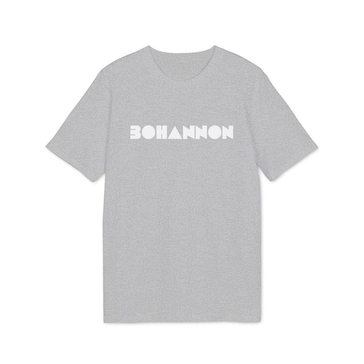 A grey short-sleeve t-shirt with the white text "BOHANNON" centered on the chest.