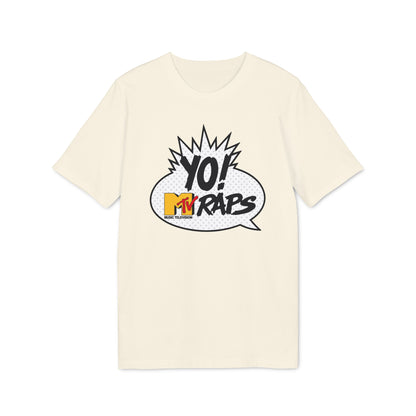Cream t-shirt with Yo! MTV Raps graphic in a speech bubble.