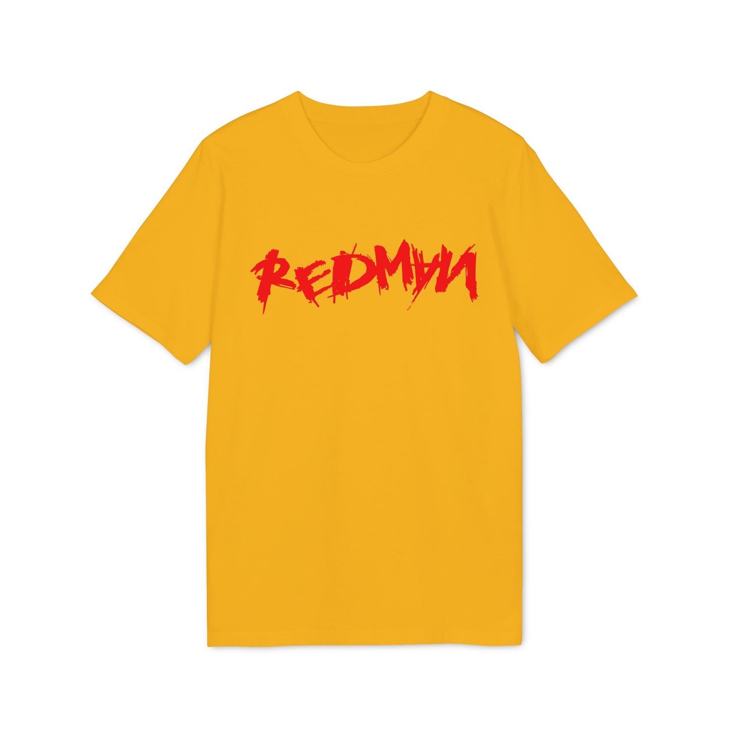 Yellow t-shirt with red graphic text "REDMYM"