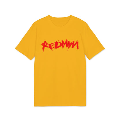 Yellow t-shirt with red graphic text "REDMYM"