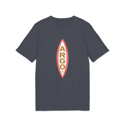 Dark grey t-shirt with oval logo featuring "ARGO 45 RPM" text.