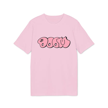 Pink t-shirt with a pink "MF DOOM" graffiti-style logo on the front.