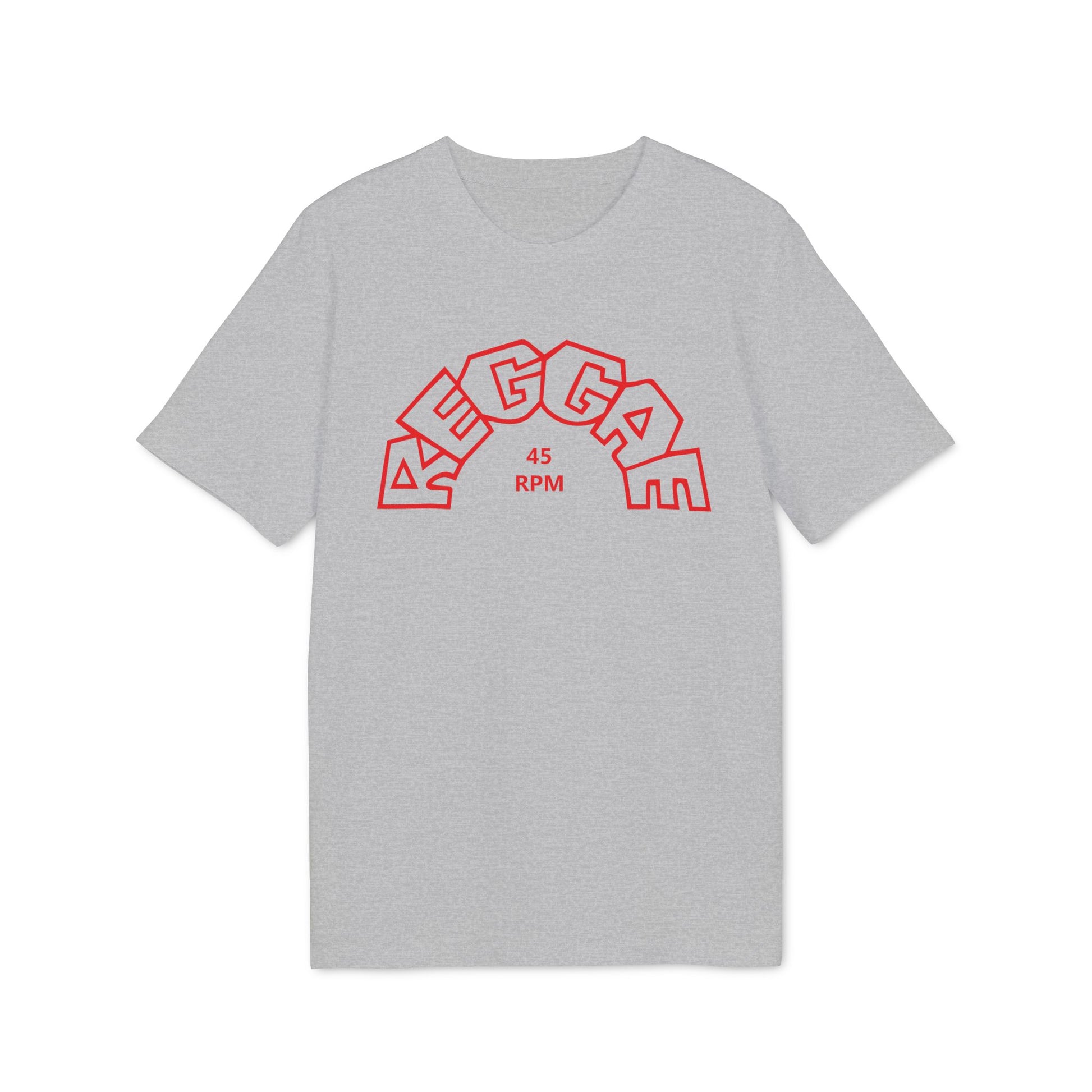 Grey t-shirt with red "MEGGAM 45 RPM" graphic design.