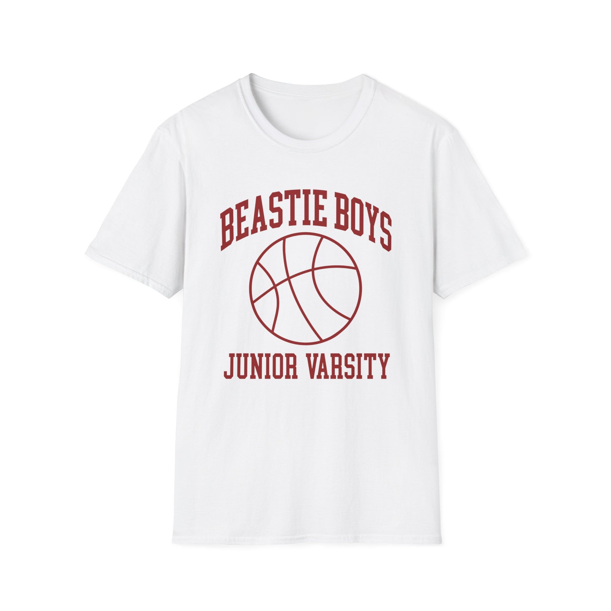 White t-shirt with a basketball logo above "JUNIOR VARSITY".