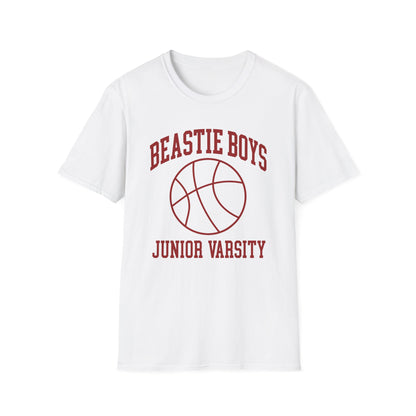 White t-shirt with a basketball logo above "JUNIOR VARSITY".