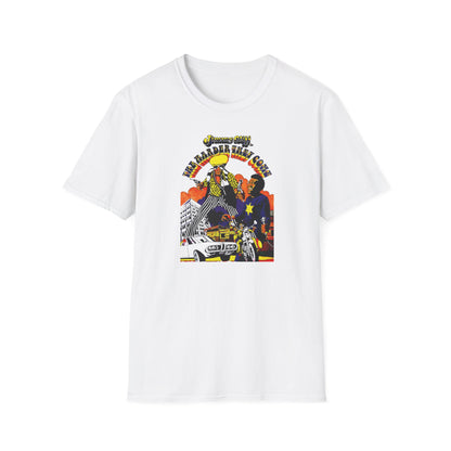 Jimmy Cliff's "The Harder They Come" graphic with stylized figures, cars, and cityscape.