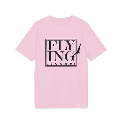 Light pink short-sleeved t-shirt with a black framed logo that reads Flying Records and a soaring bird graphic.