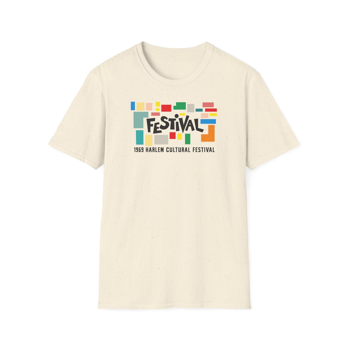 Cream t-shirt with "FESTIVAL" and "1969 Harlem Cultural Festival" text.