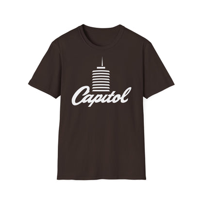 Brown t-shirt with white Capitol building graphic and script text.