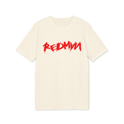 Cream t-shirt with red distressed "REDMYH" graphic text.