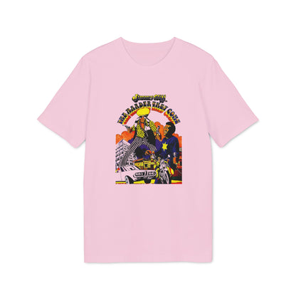 Pink t-shirt with Jimmy Cliff "The Harder They Come" graphic.