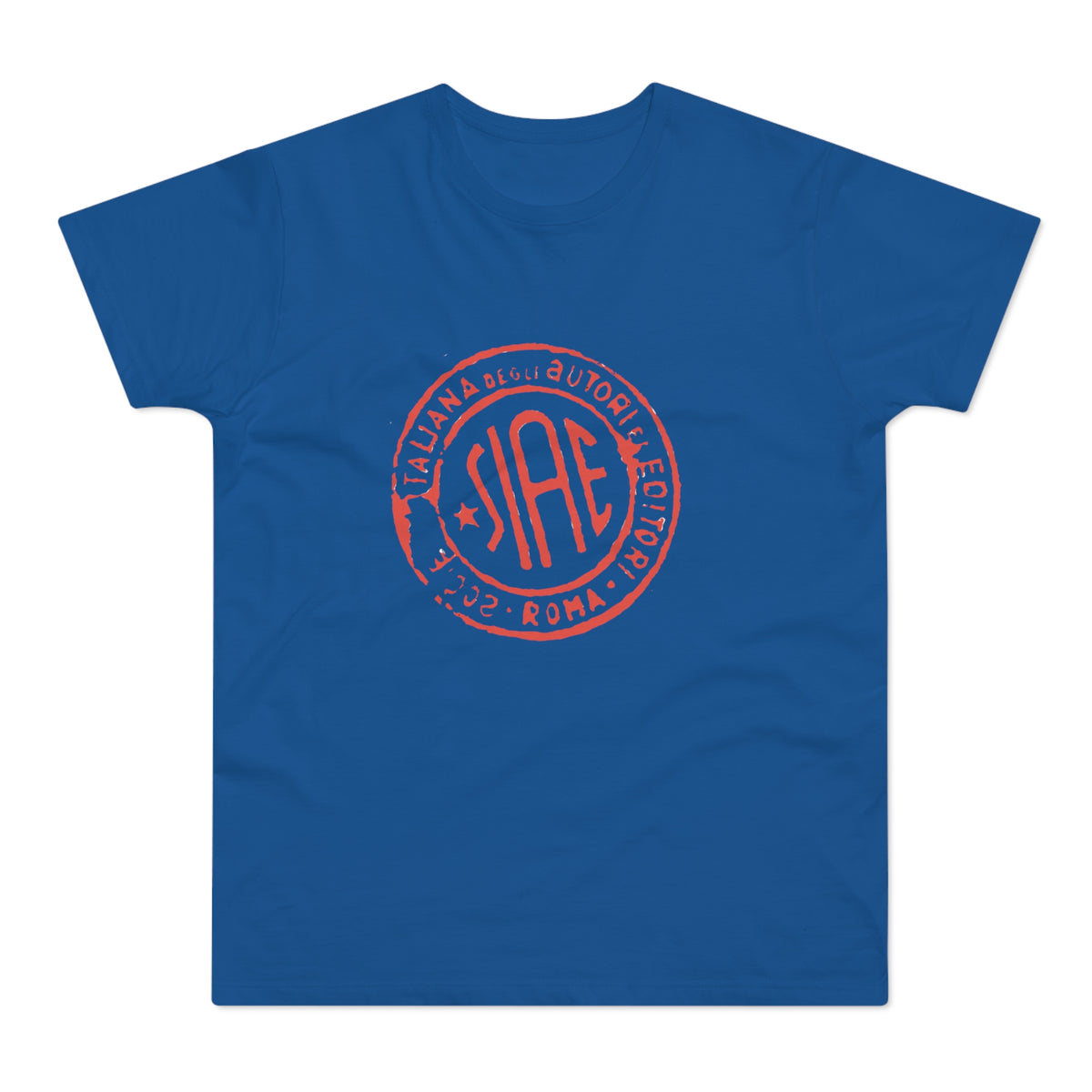 Blue t-shirt with orange SIAE logo and text.