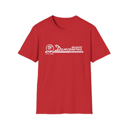 Red t-shirt with white Danceteria logo, 1979-1986, 30w 21st New York City.