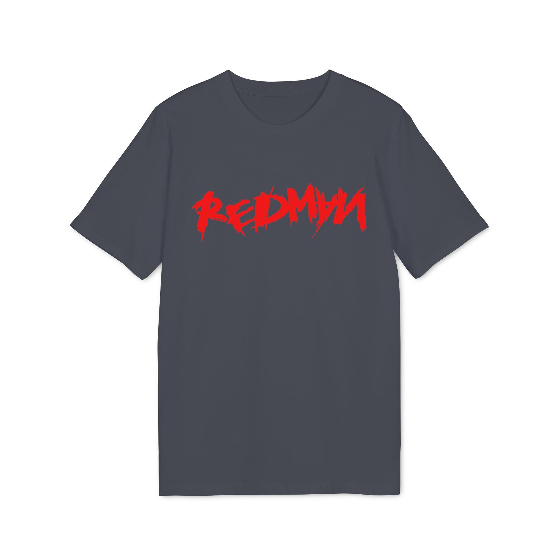 Dark gray t-shirt with red "REDMAN" graphic print.