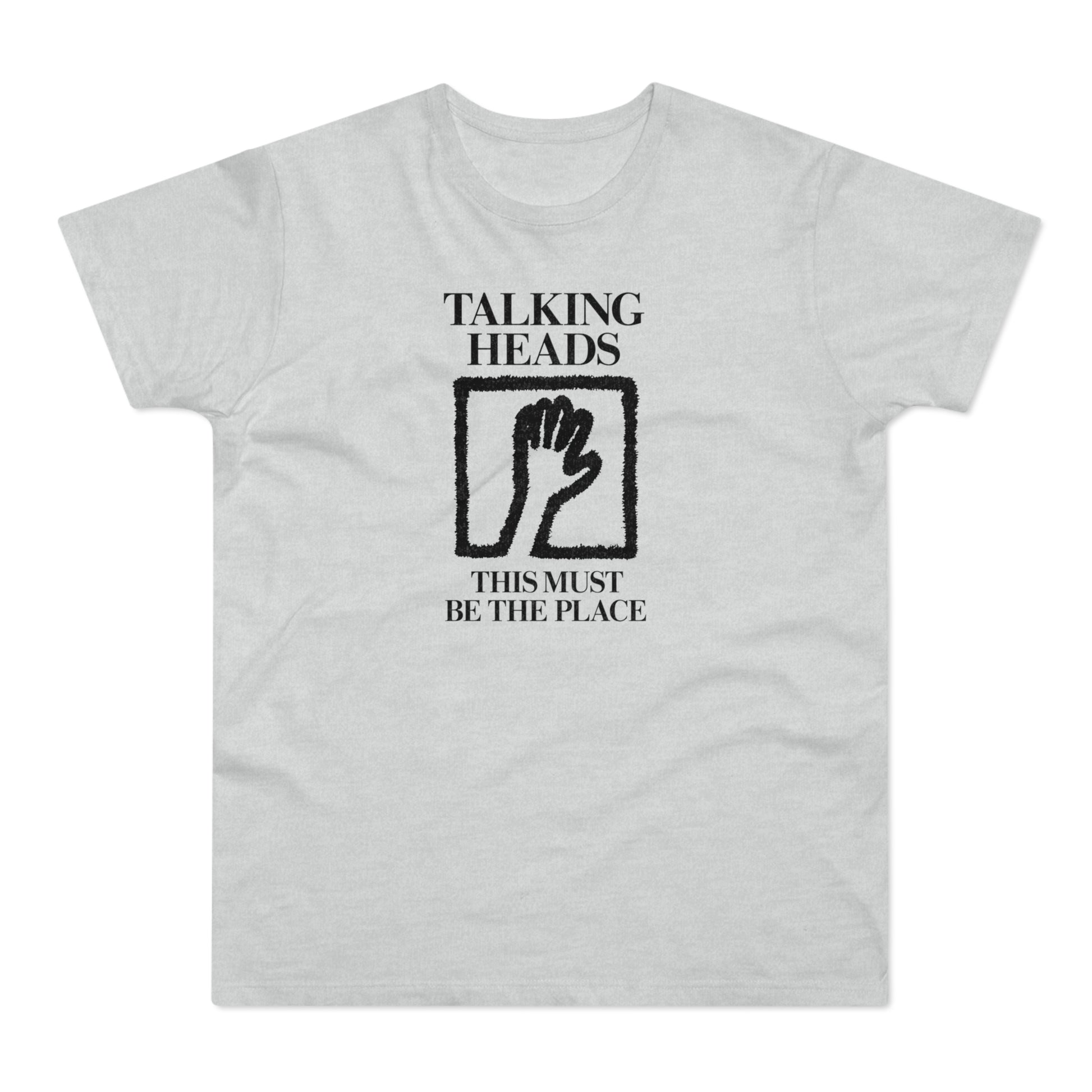 Talking Heads t-shirt with black artwork and text.