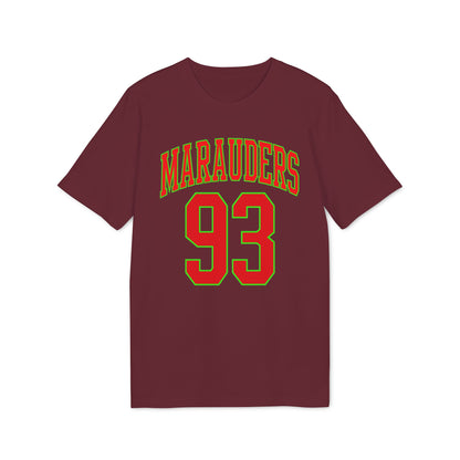 Maroon t-shirt with "Marauders 93" in red and green lettering.