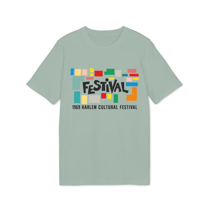Light green t-shirt with "FESTIVAL" and "1969 HARLEM CULTURAL FESTIVAL" text.