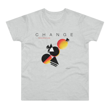 Light gray t-shirt with "CHANGE" and abstract geometric graphics.