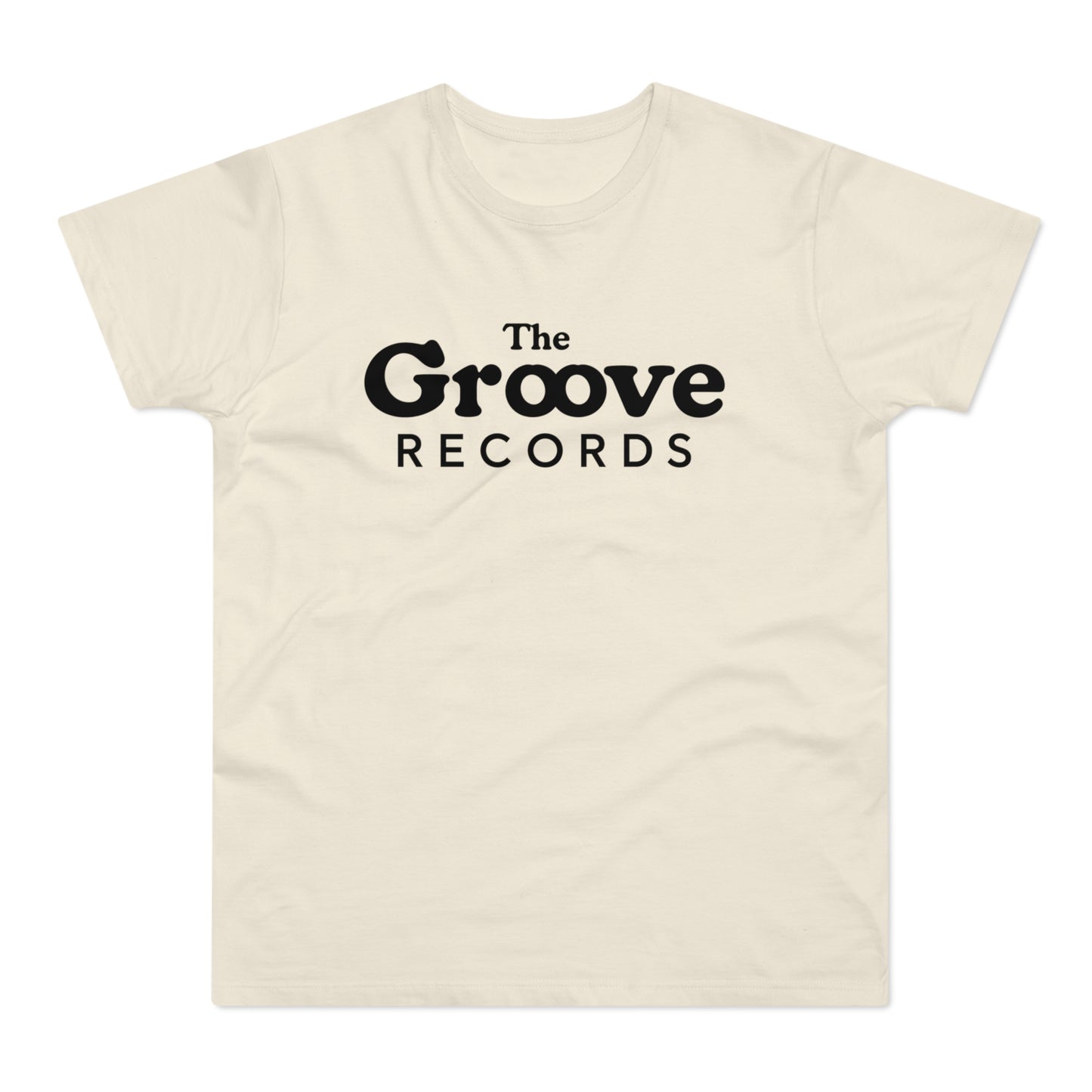 Cream t-shirt with black text "The Groove RECORDS"