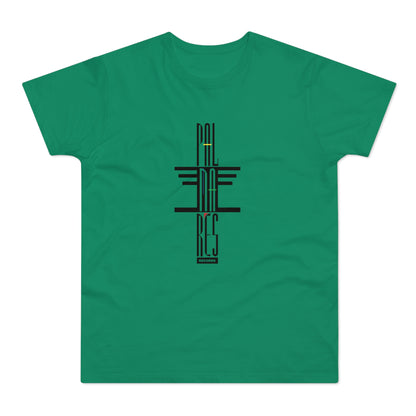 Green t-shirt with black text "PAL MAD RES RECORDS" and colored accents.