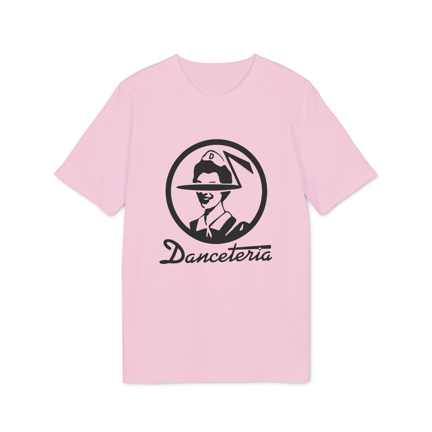 Pink t-shirt with black circular graphic and "Danceteria" text.