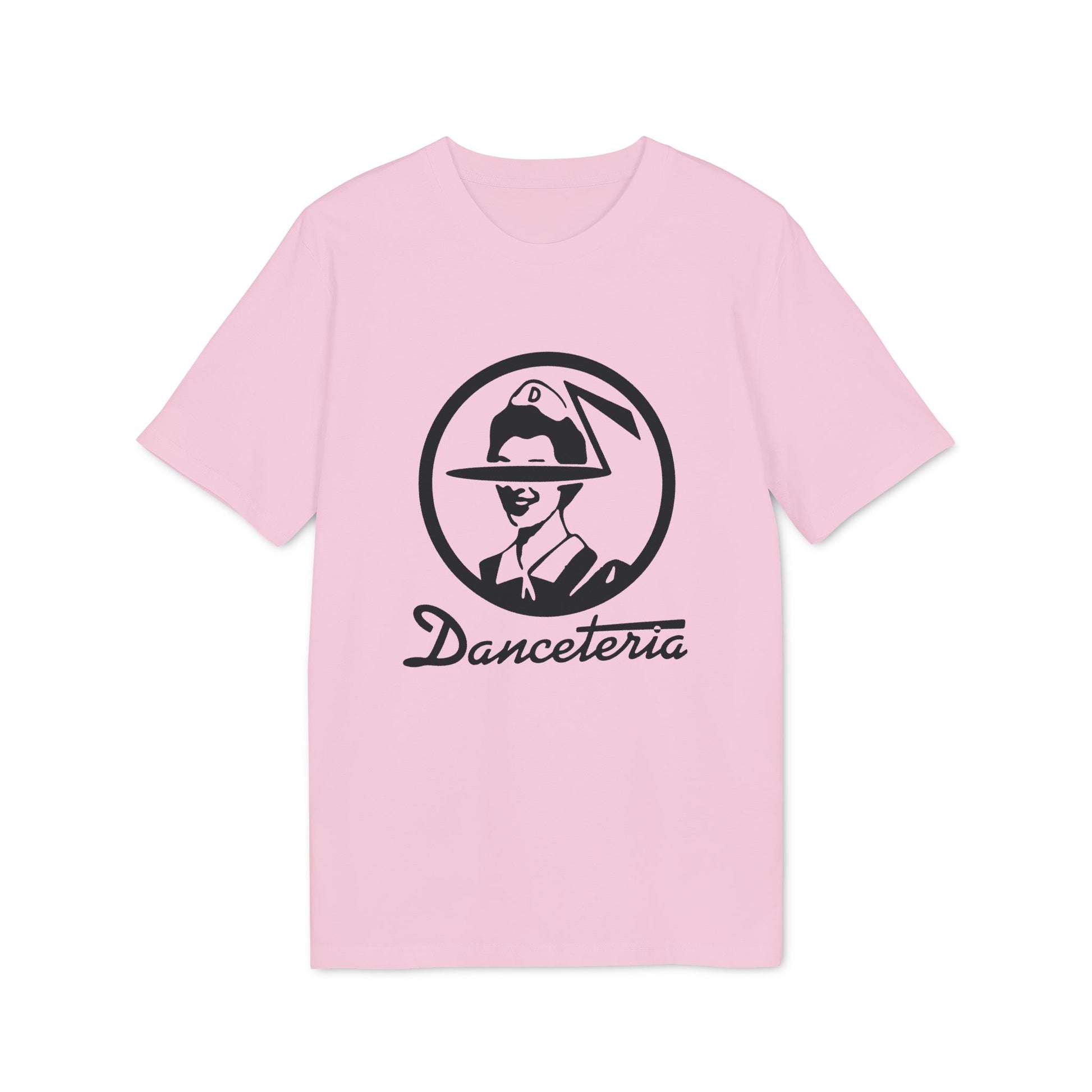 Pink t-shirt with black circular graphic and "Danceteria" text.