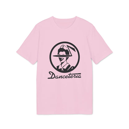Pink t-shirt with black circular graphic and "Danceteria" text.