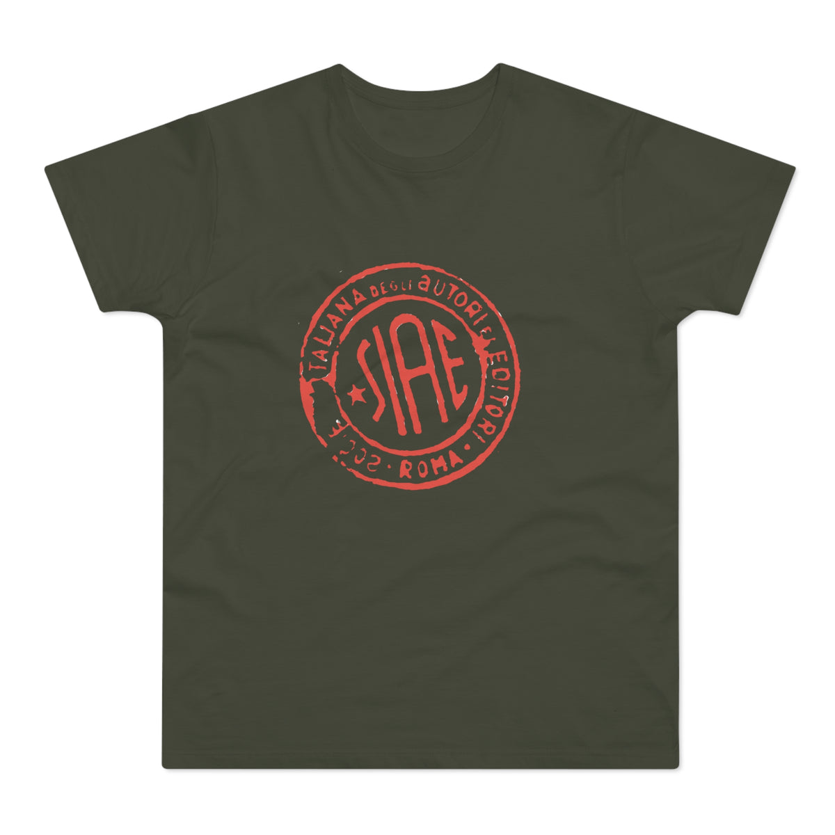 Dark green t-shirt with red circular SIAE logo.