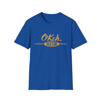 Blue t-shirt with "Okeh" text and "Recorded by True One Process" below.