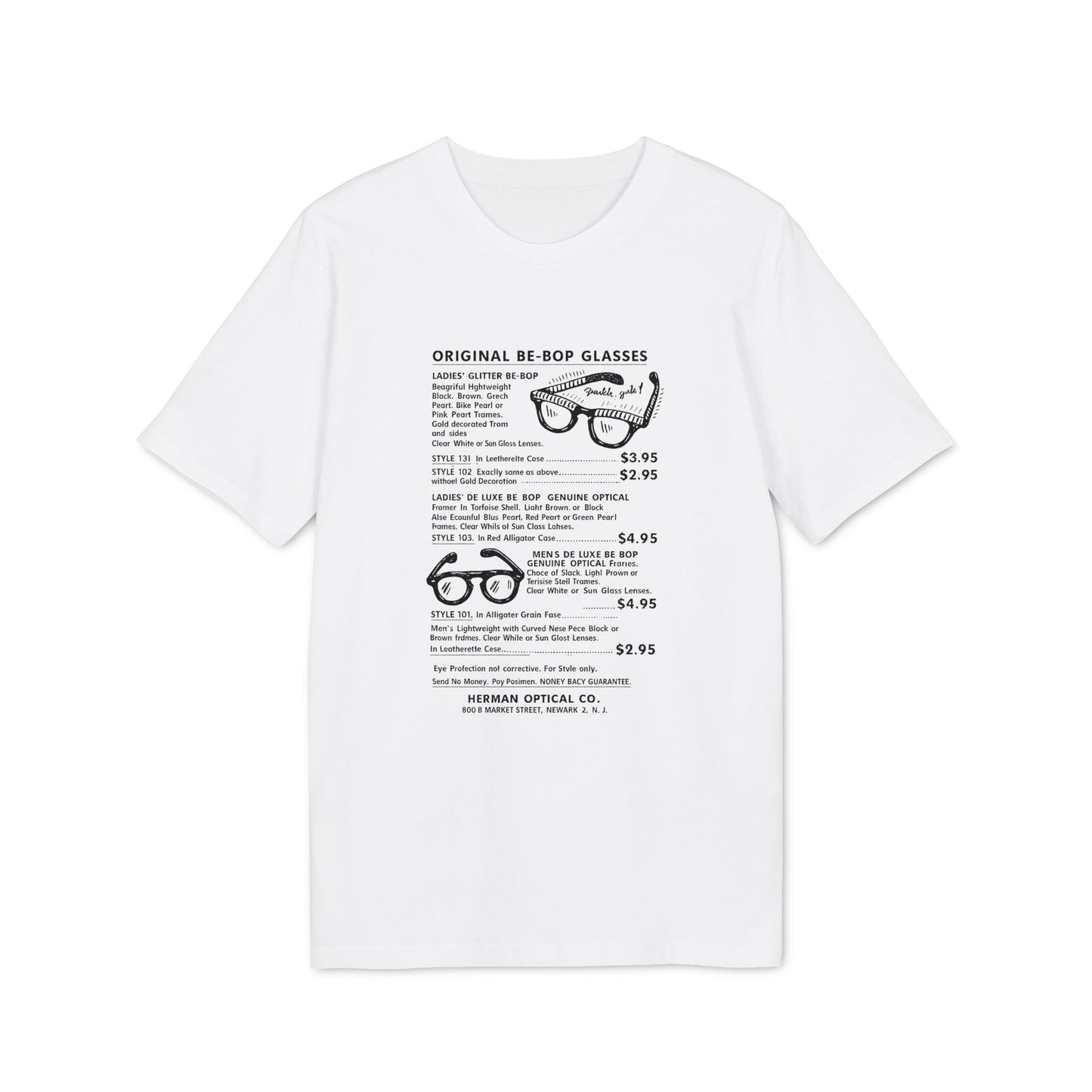 Original Be-Bop Glasses listing with styles, descriptions, and prices.