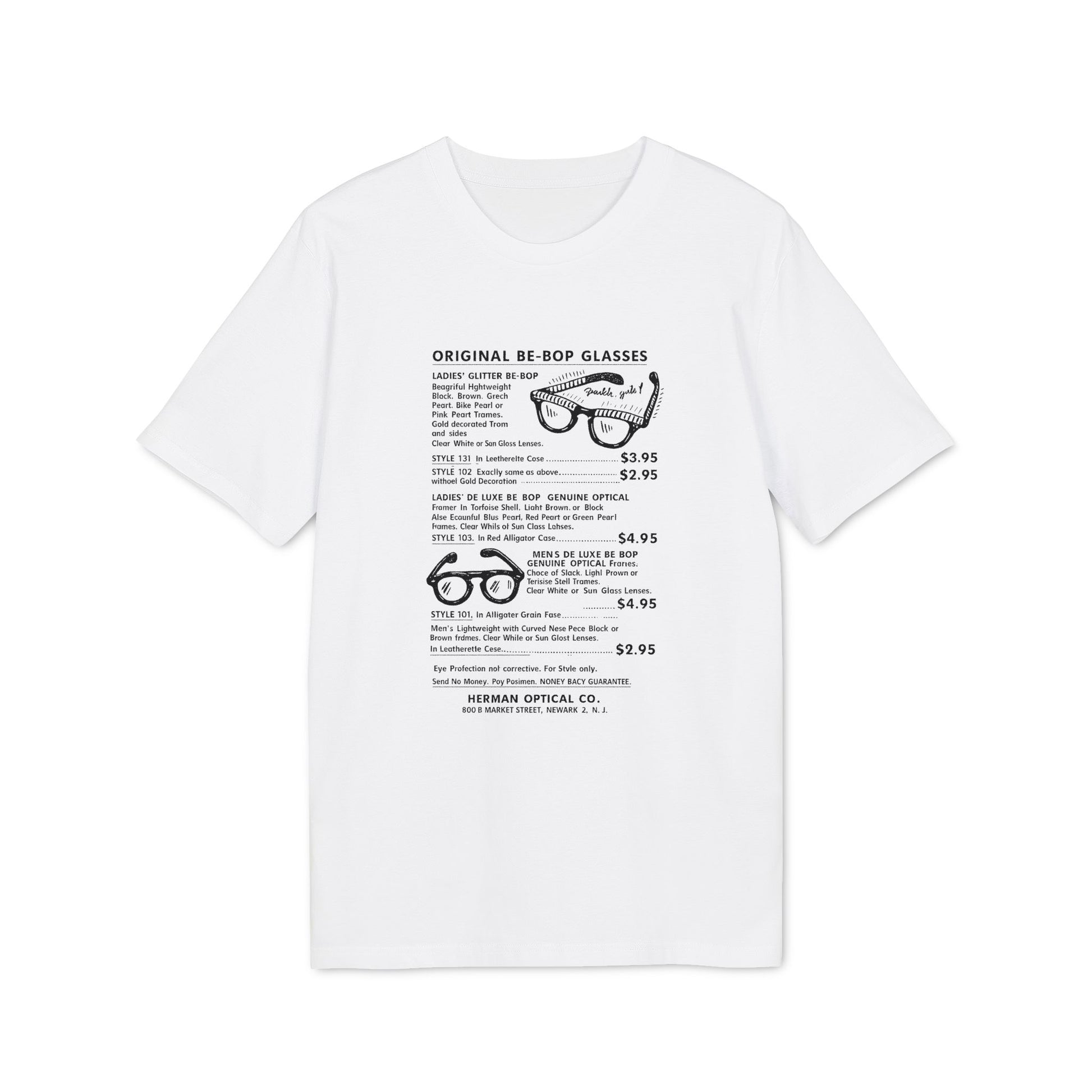 Original Be-Bop Glasses listing with styles, descriptions, and prices.