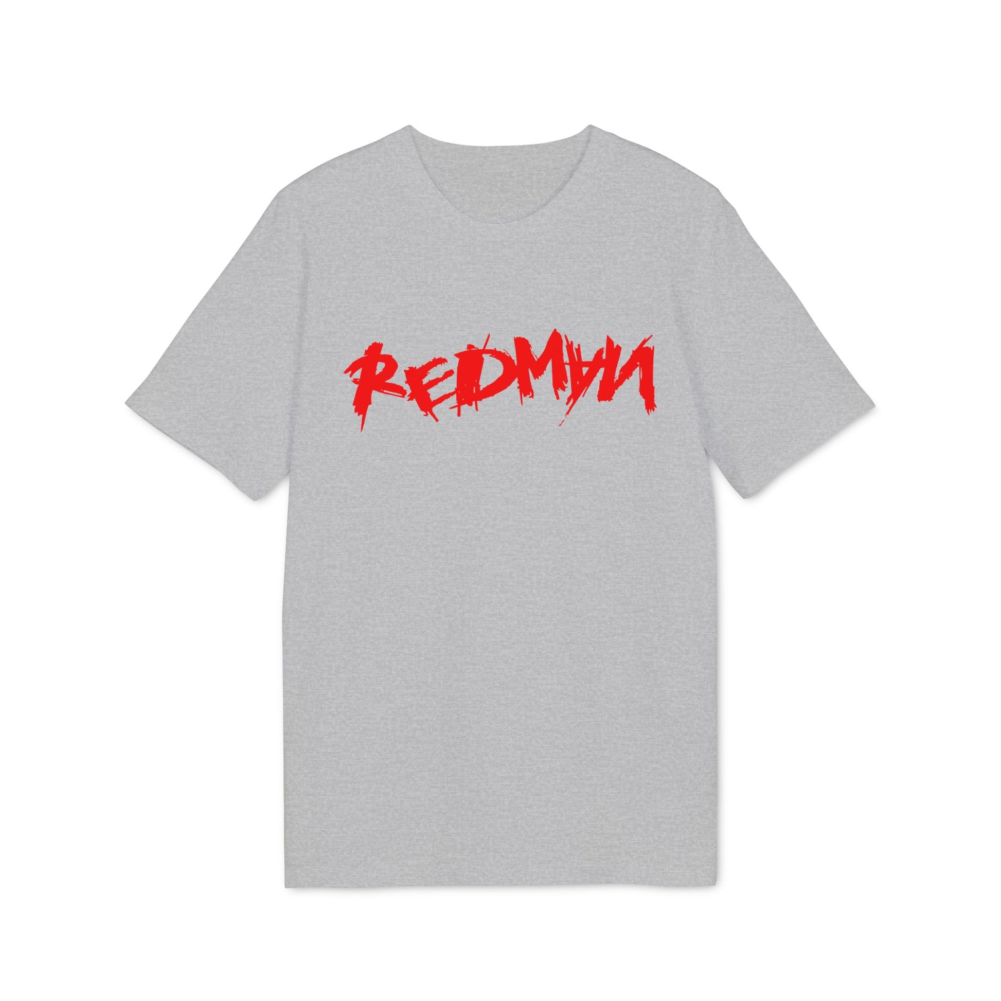Grey t-shirt with red "REDMAN" logo in a distressed font.