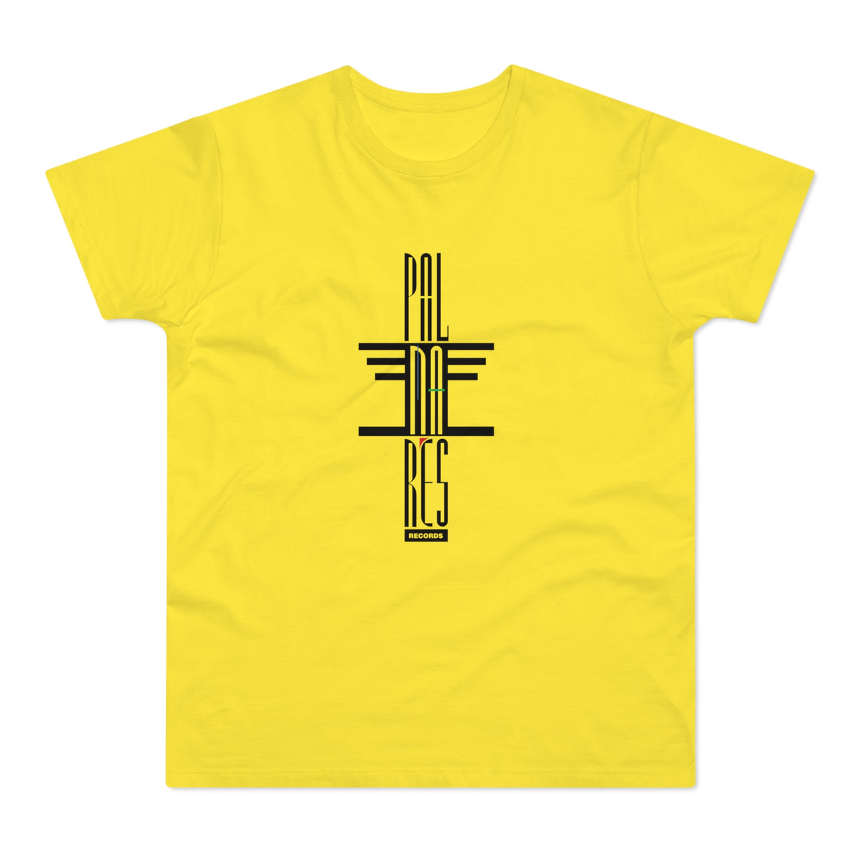 Yellow t-shirt with black "PAL DNA RES" logo and "RECORDS" text.