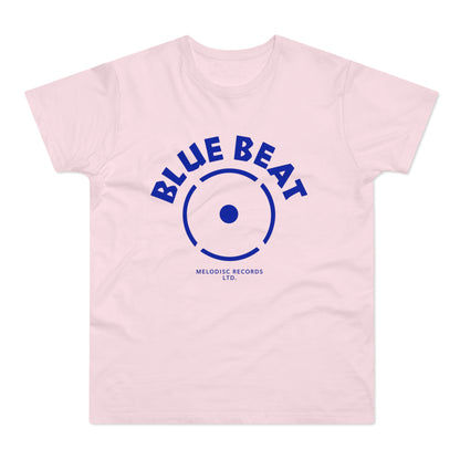 Pink t-shirt with blue "BLUE BEAT" text and Melodisc Records logo centered.