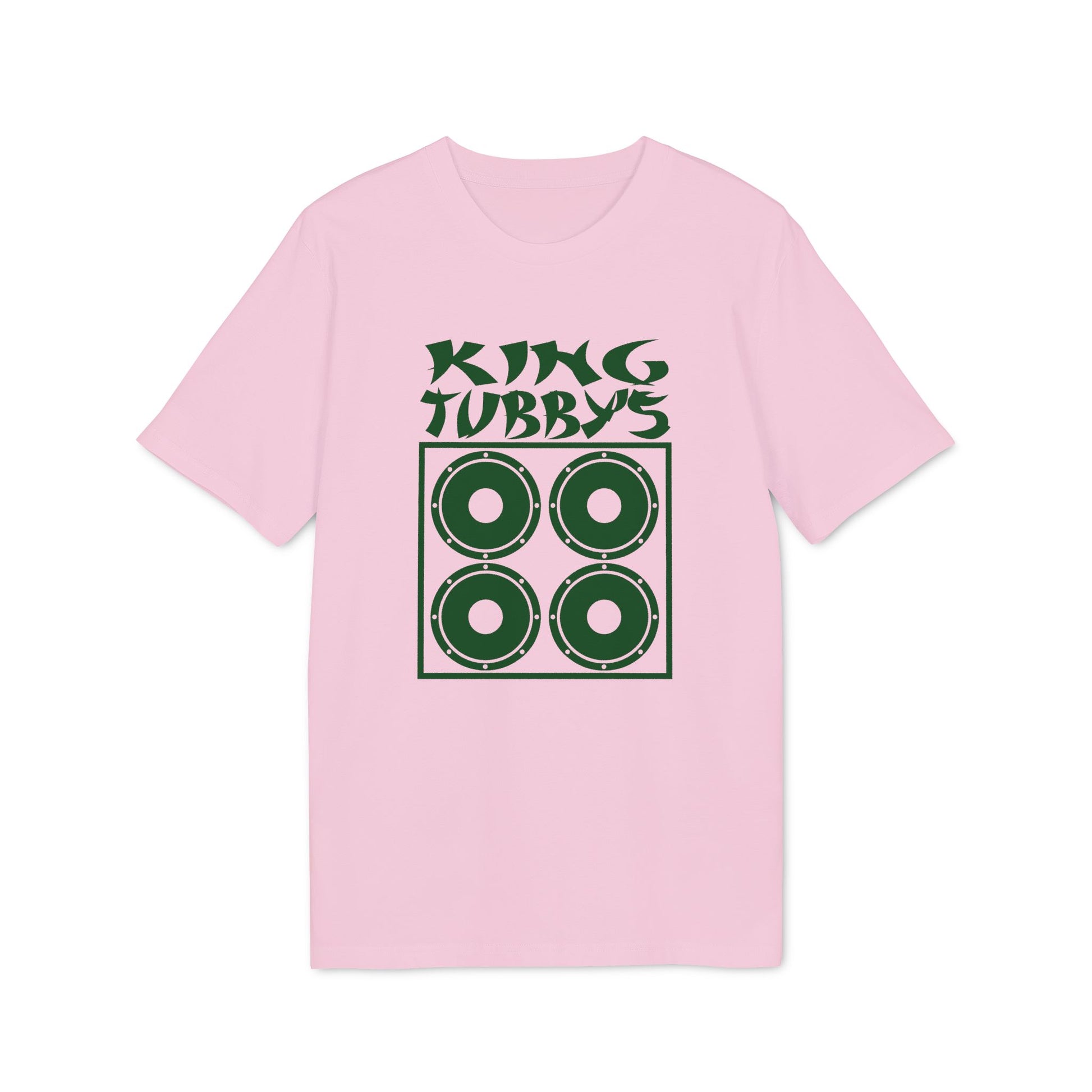 Pink t-shirt with green "King Tubbys" text over speaker graphic.